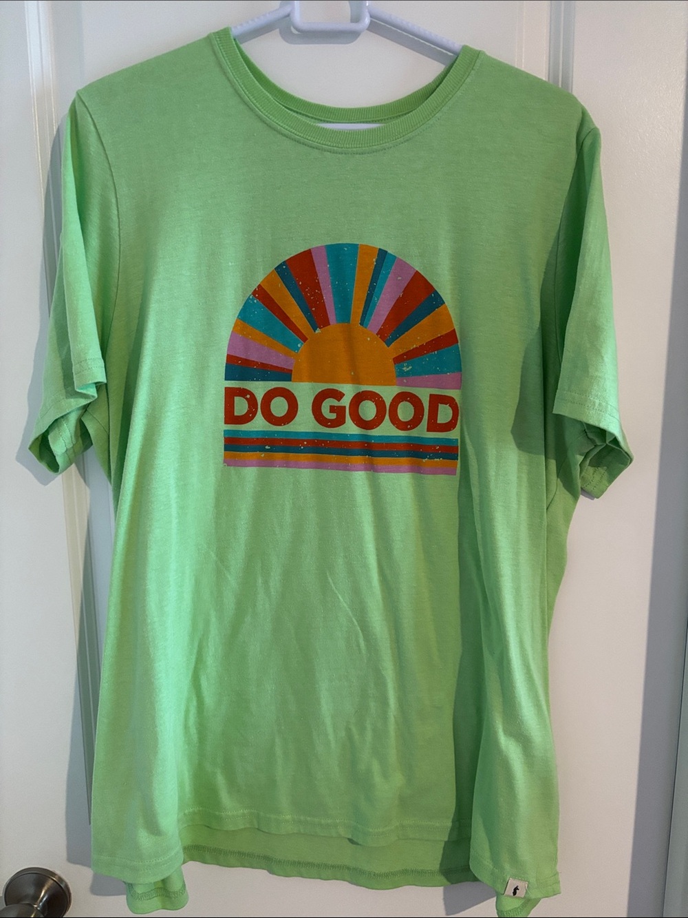 cotopaxi Light Green "DO GOOD" Graphic Tee with Retro Sun